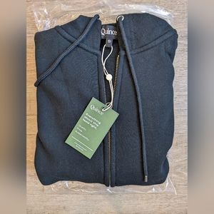 NWT Quince heavyweight fleece full zip hoodie sweatshirt jacket 100% cotton